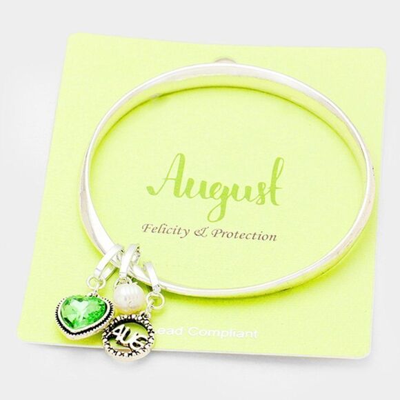 August Heart Birthday Stone Bracelet - Picture 1 of 4